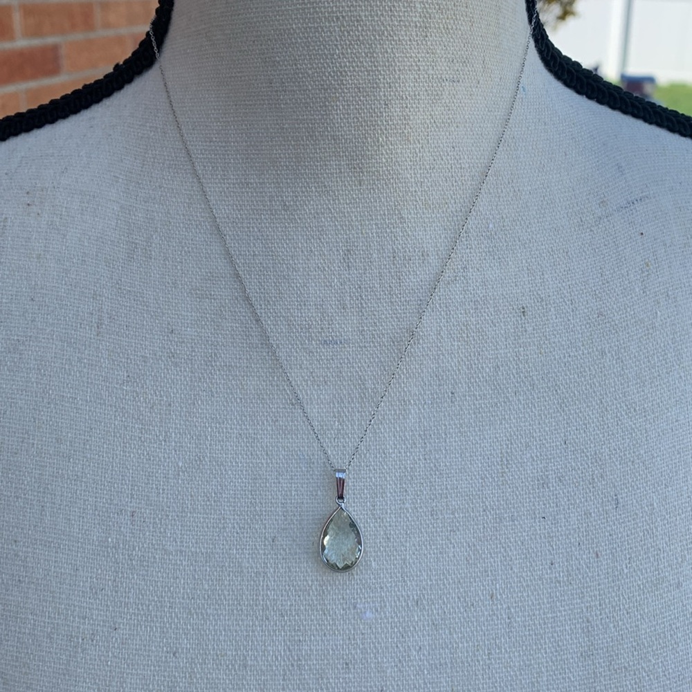 Genuine natural green amethyst 6.05ct pear cut Sterling silver 925 pendant/chain - Picture 8 of 13